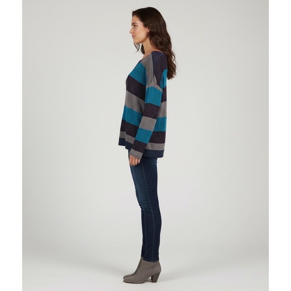 NWT Splendid Shimmery Striped Slouchy Lurex Sweater Knit | Glamoratti Sirencore - Picture 11 of 16